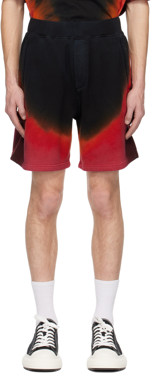 Dsquared2 Black & Orange Flame Shorts Dsquared2