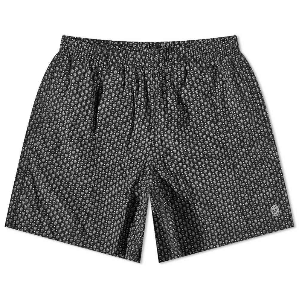 Alexander McQueen Men's Polka Dots Skulls Print Swim Short in Black