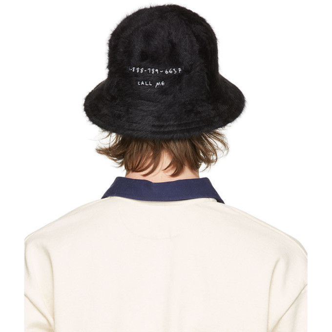 Saintwoods Black Fuzzy Bucket Hat 
