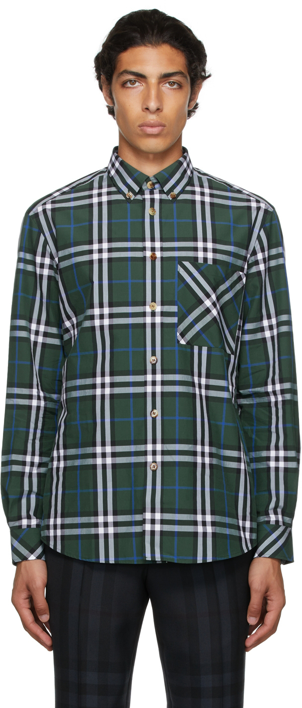 burberry green check shirt