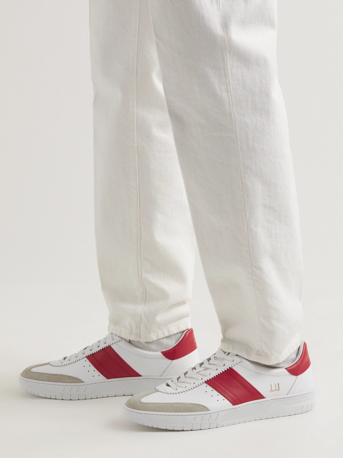 Dunhill Court Legacy Leather and Suede Sneakers White Dunhill