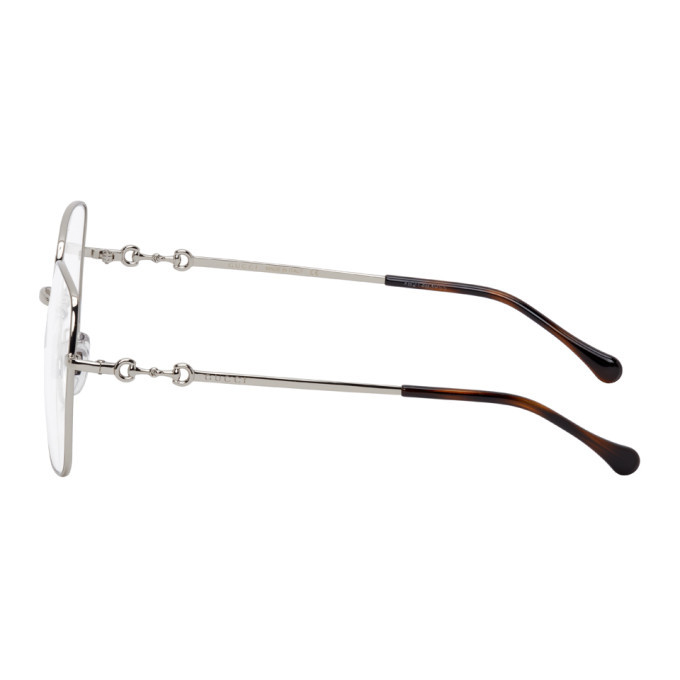 Gucci Silver Rectangular Horsebit Glasses Gucci