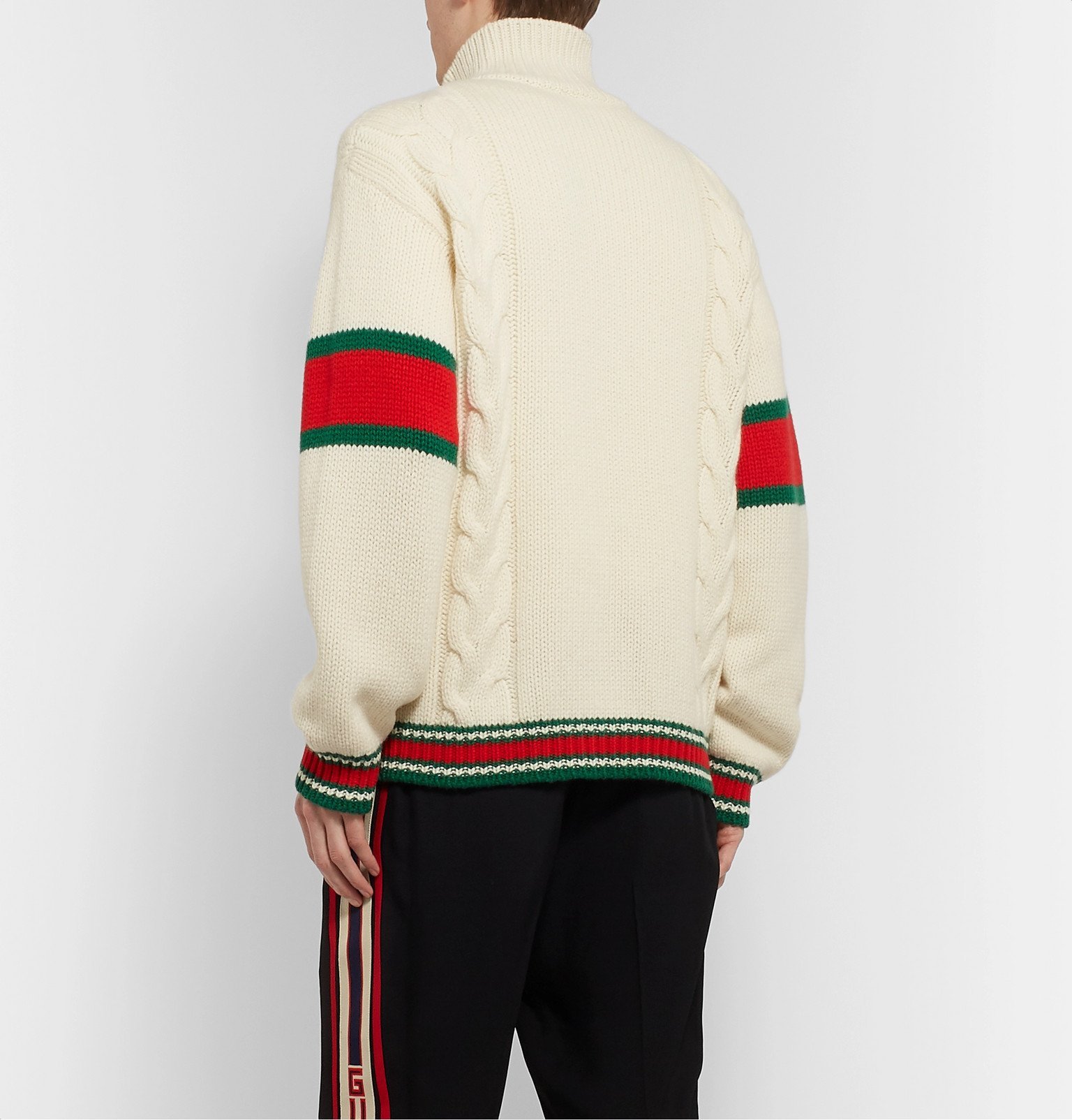 gucci cable knit bomber jacket