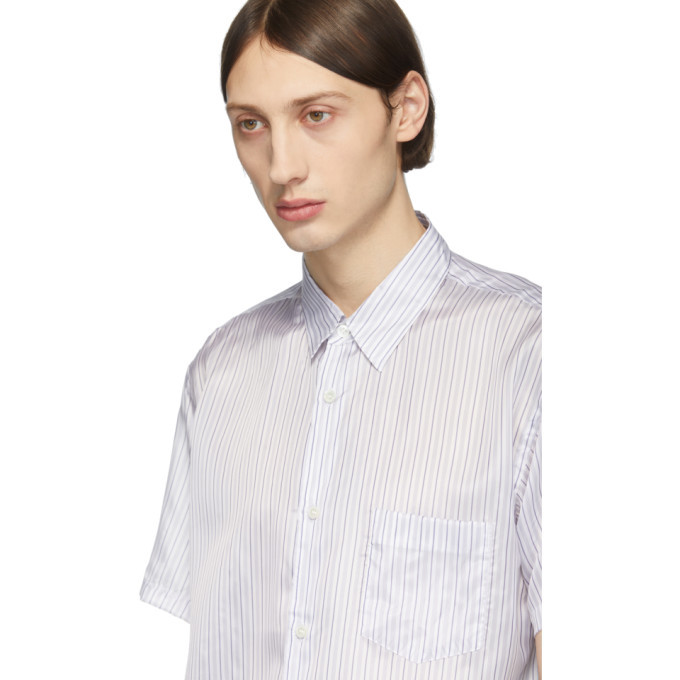 Blue Striped Cupro Short Sleeve Shirt 