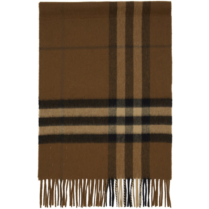 Burberry Brown Cashmere Giant Check Scarf Burberry