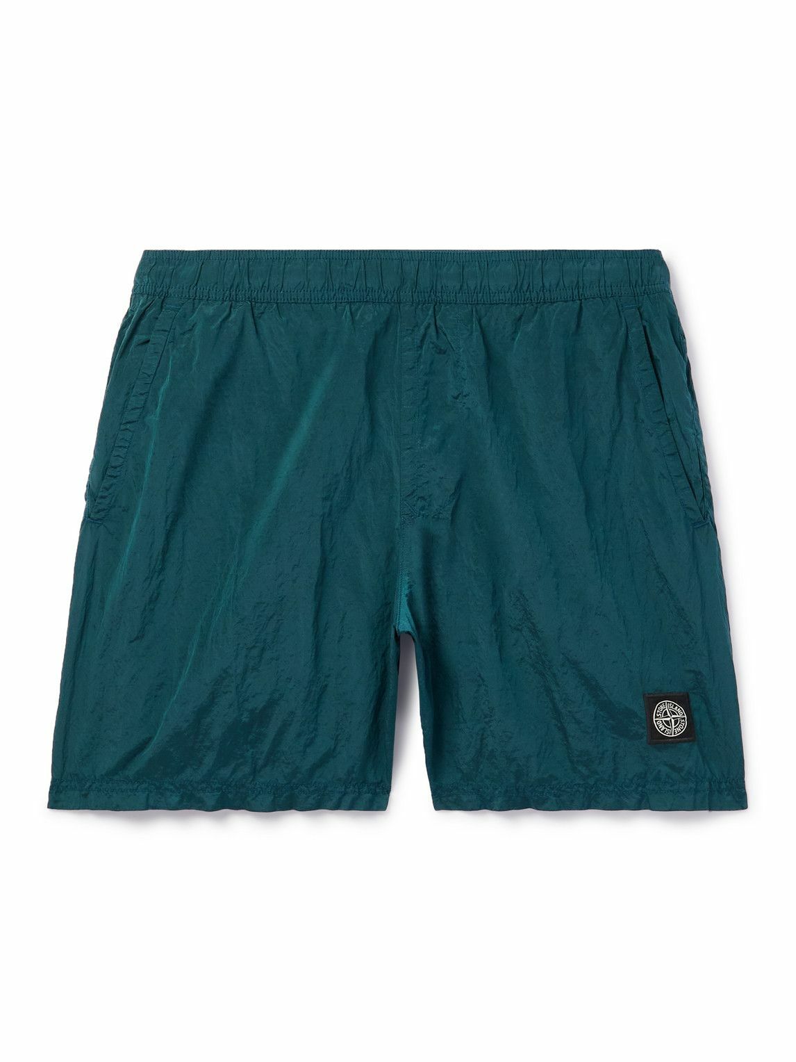 Stone Island LogoAppliquéd StraightLeg MidLength Swim Shorts Green Stone Island