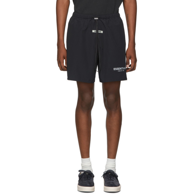 Essentials Black Reflective Nylon Shorts Essentials