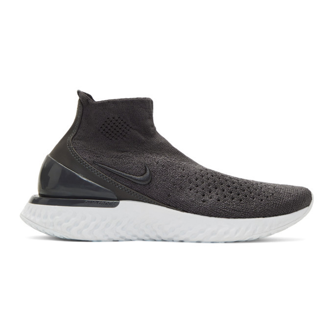 black flyknit rise react sneakers