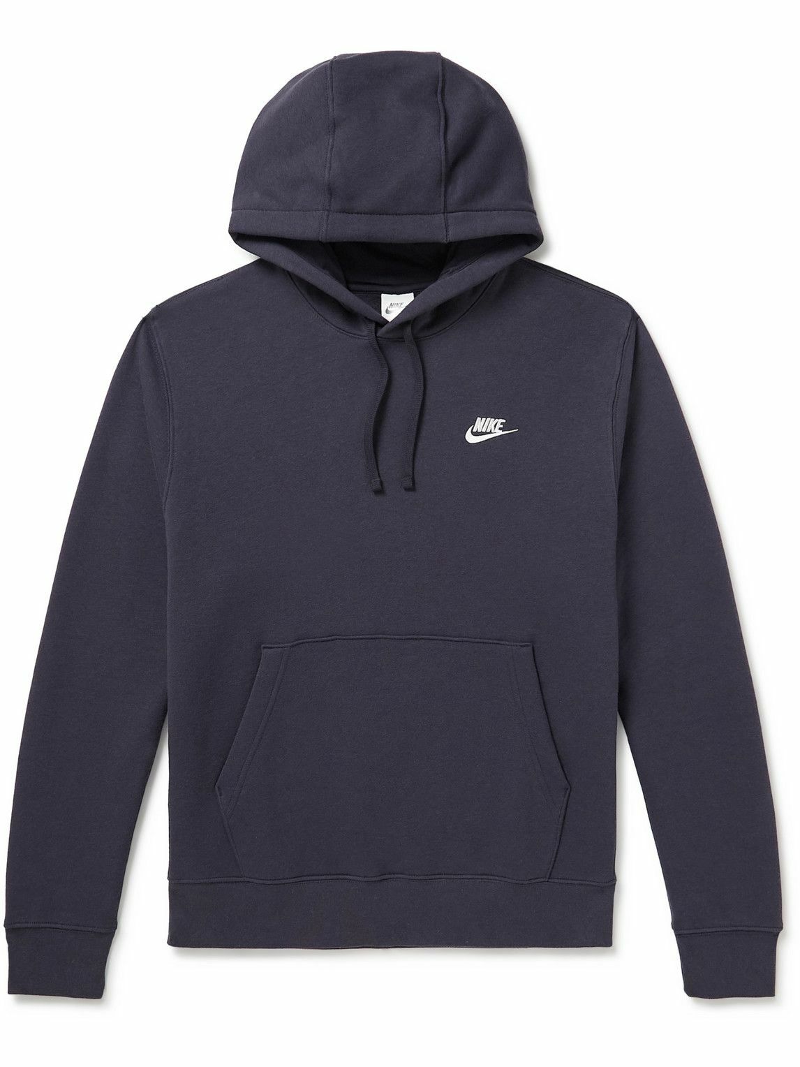 Nike - Logo-Embroidered Cotton-Blend Jersey Hoodie - Blue Nike
