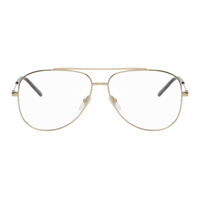 Gucci Gold and Black Aviator Glasses Gucci