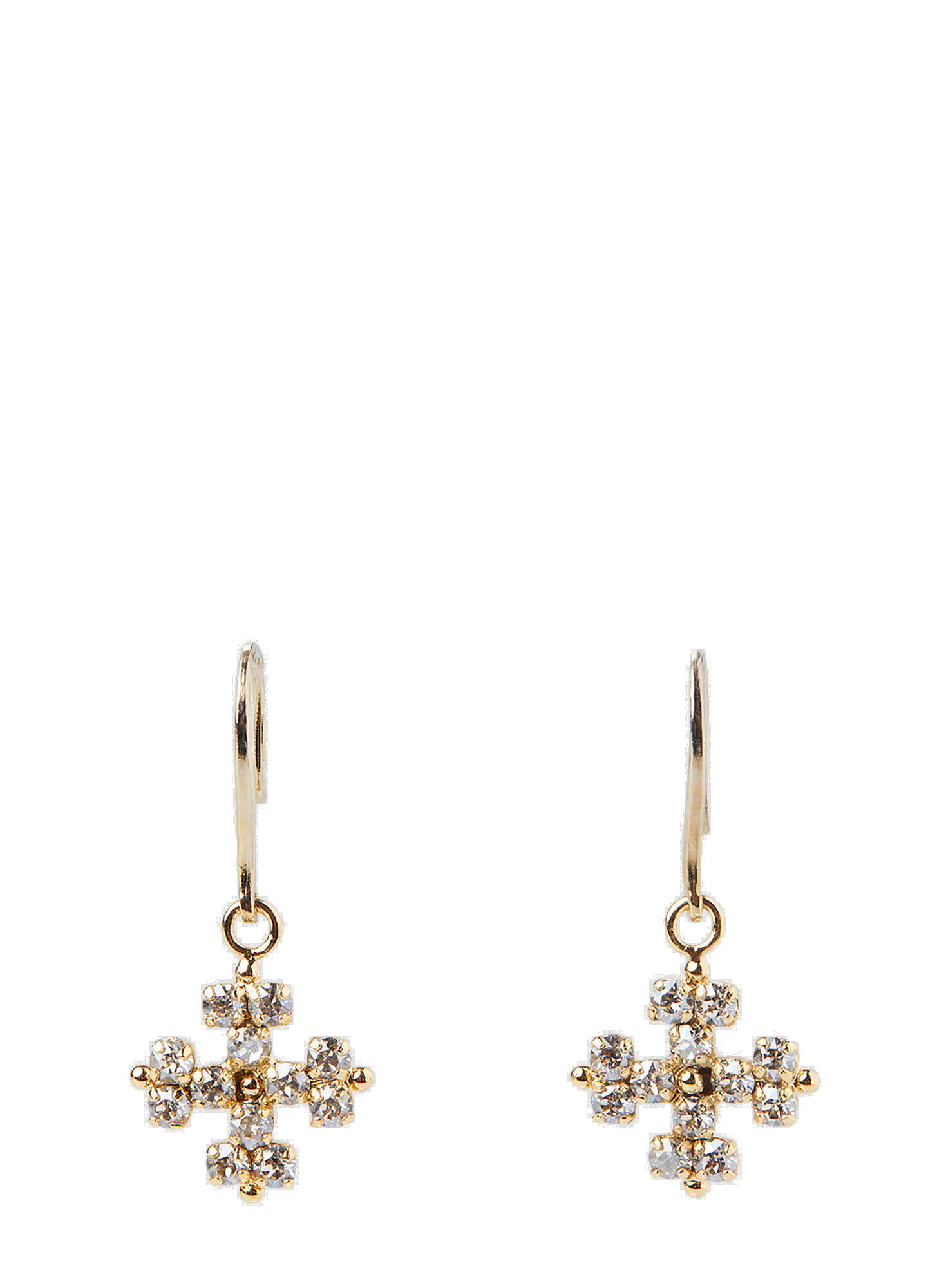 Crystal Cross Earrings in Gold Saint Laurent