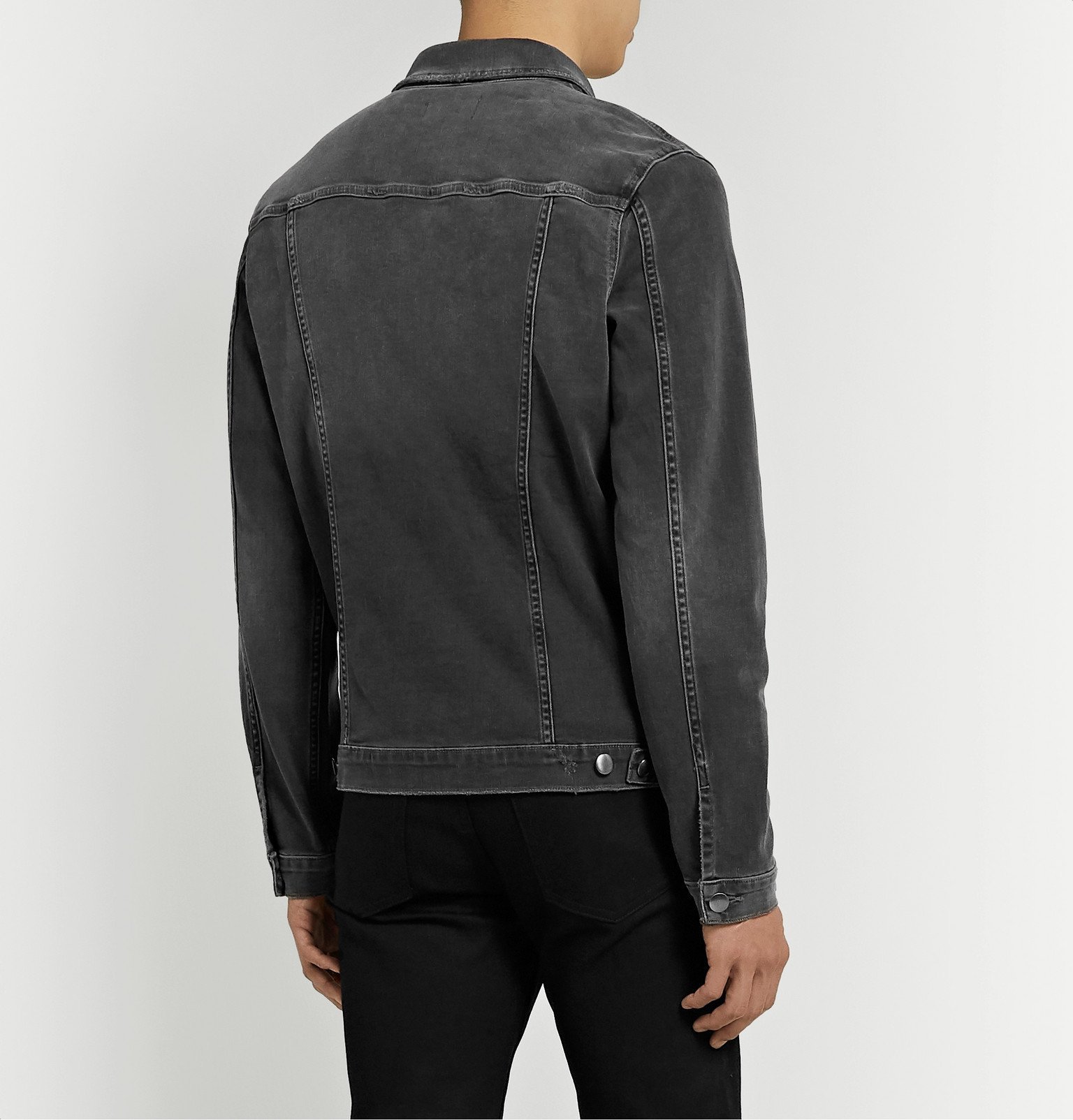 FRAME L Homme  Distressed Stretch Denim  Jacket  Gray 