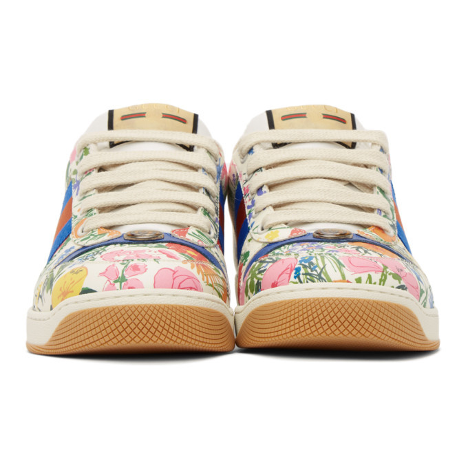 Gucci White Ken Scott Edition Floral Screener Sneakers Gucci