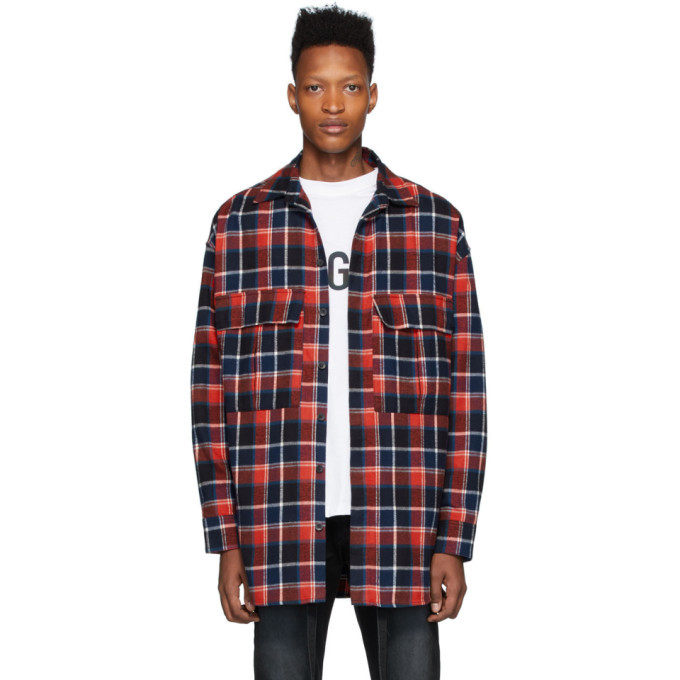 Fear of God Navy and Red Plaid Shirt 