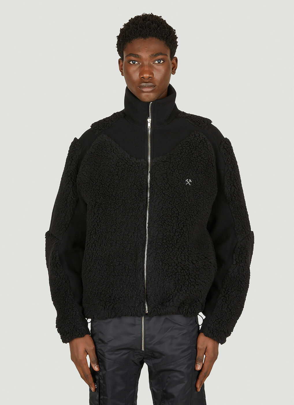 Panelled Fleece Jacket in Black GmbH