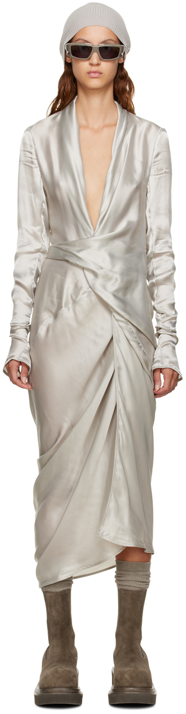 Photo: Rick Owens Beige Strobe Wrap Midi Dress