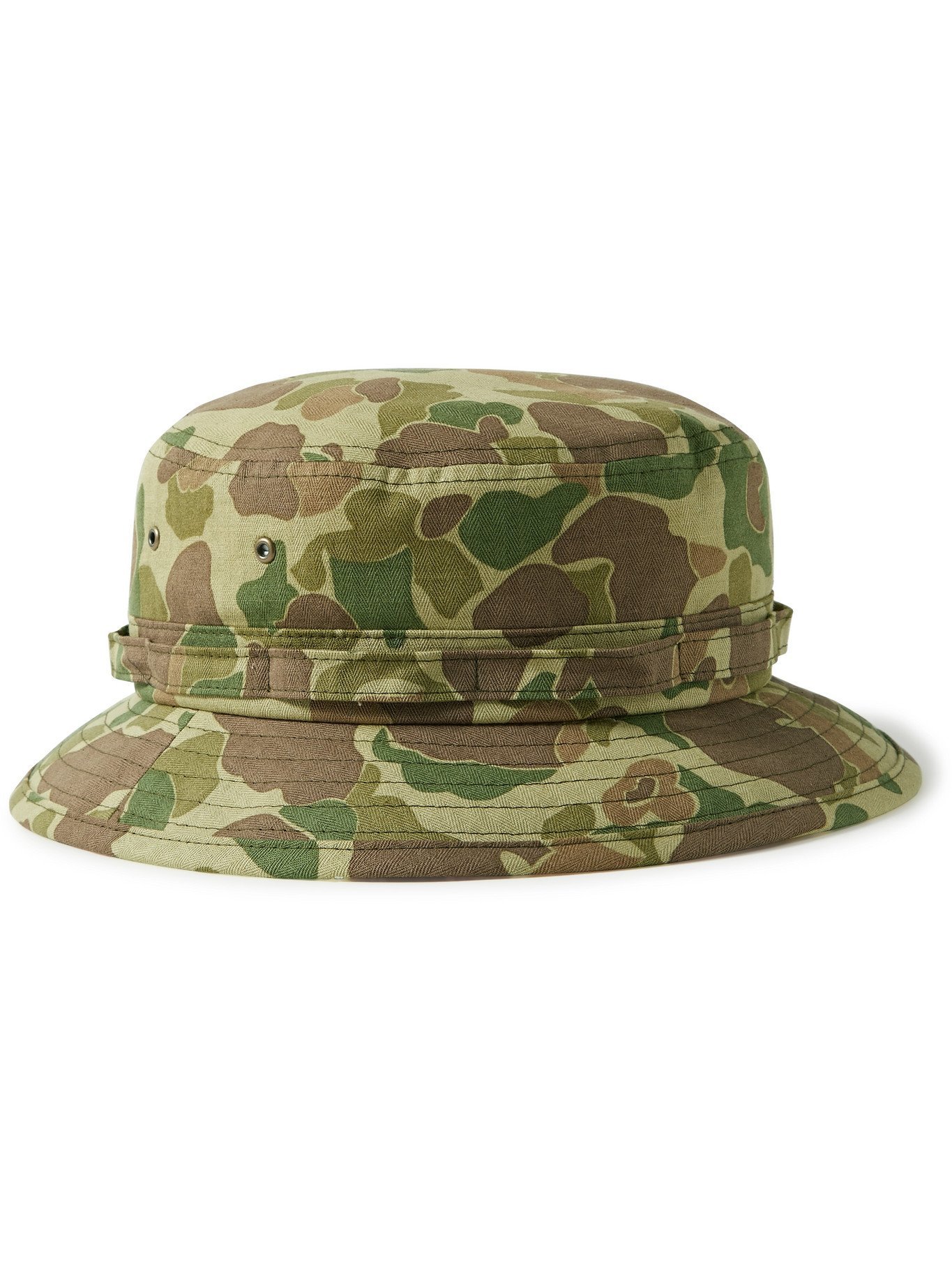 BEAMS PLUS - Camouflage-Print Cotton-Herringbone Bucket Hat - Green ...