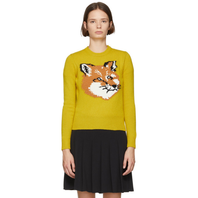 maison kitsune fox head sweater