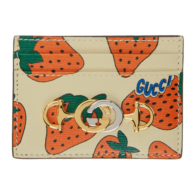 gucci card holder strawberry