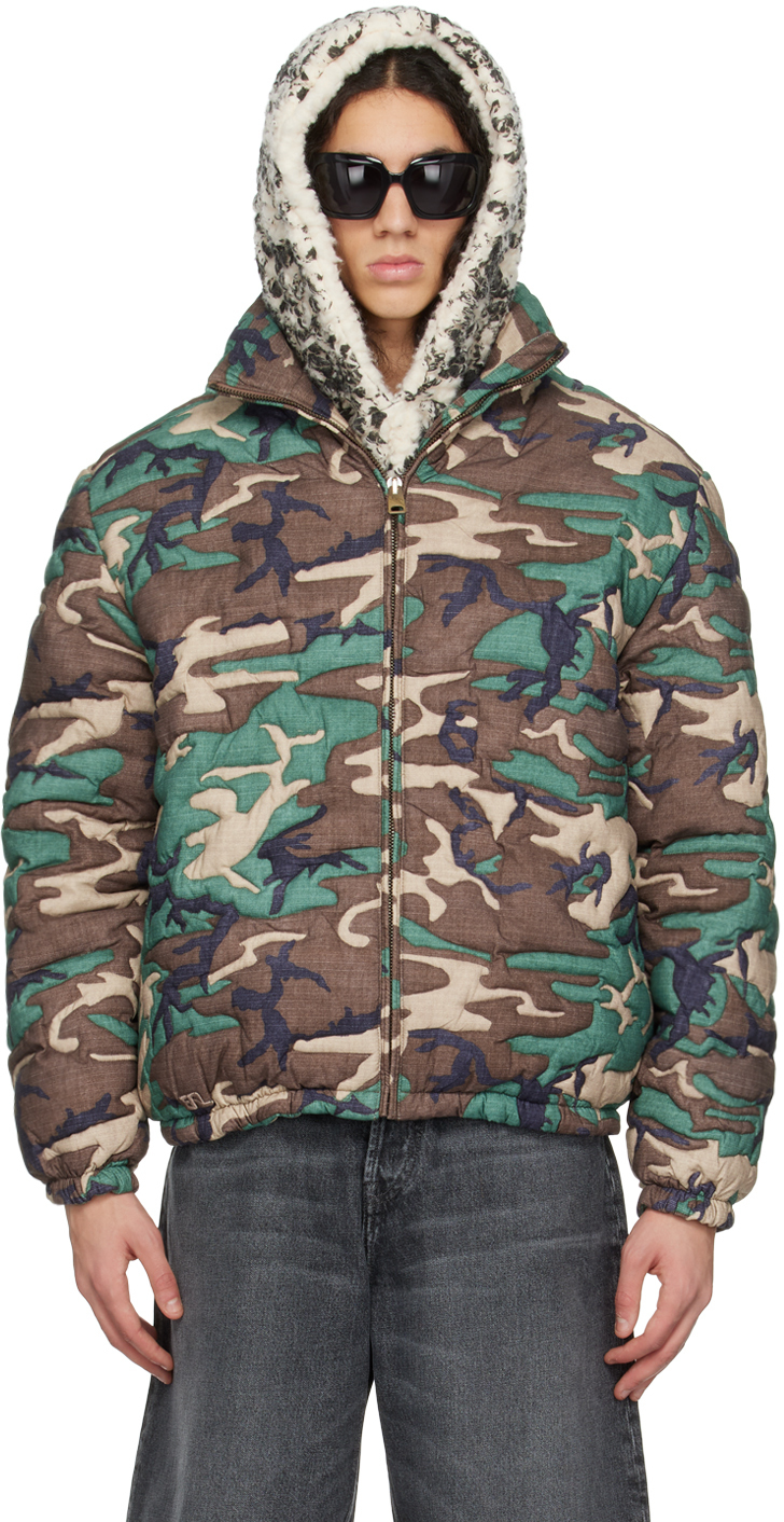 ERL Green Camouflage Down Jacket ERL
