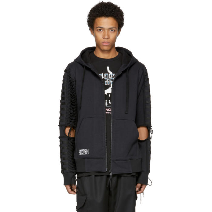 KTZ Black Lace-Up Zip Hoodie KTZ