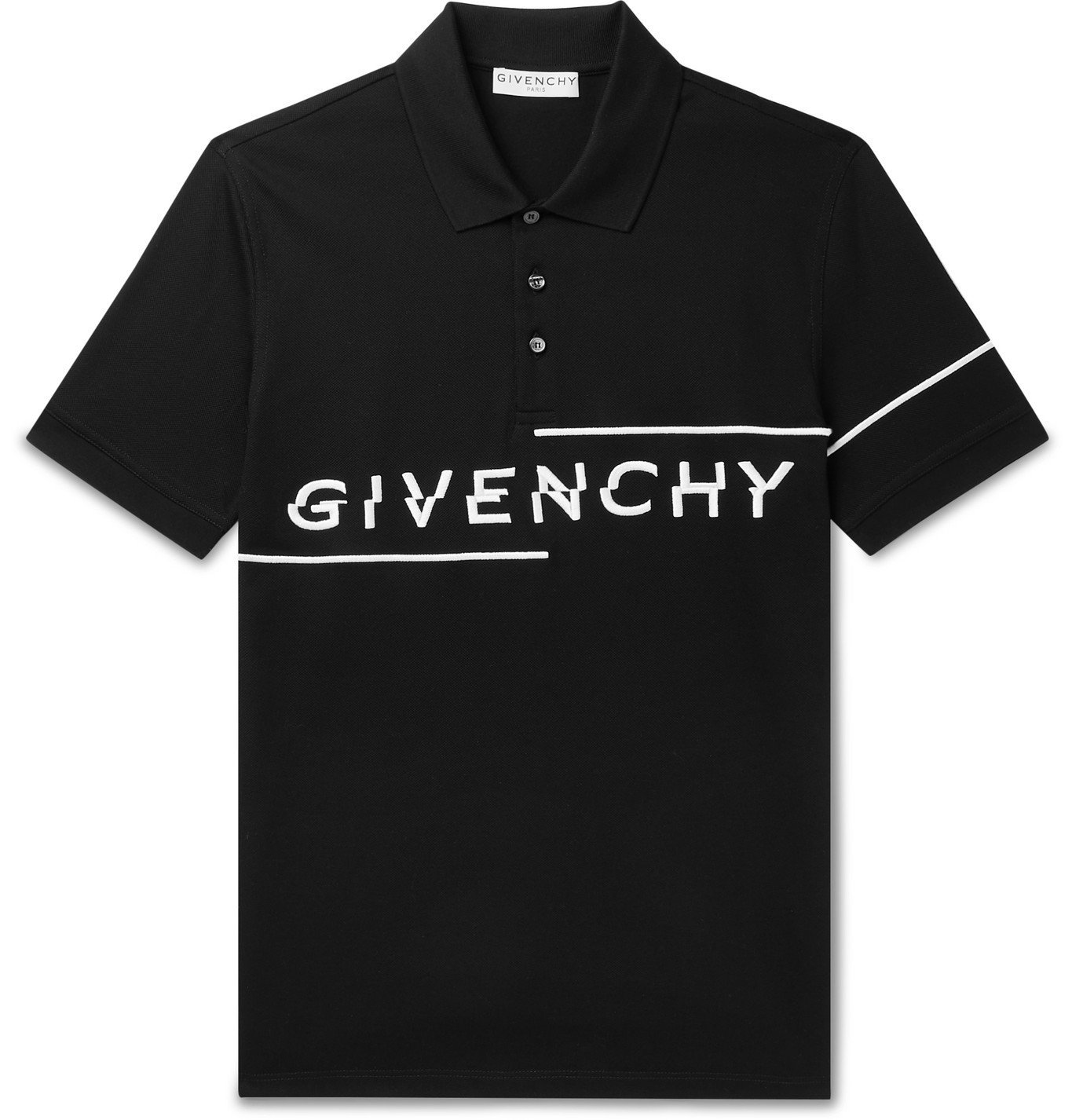 Givenchy - Slim-Fit Logo-Embroidered Cotton-Piqué Polo Shirt - Black ...