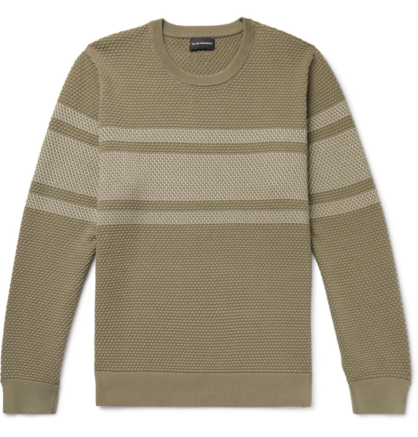 Club Monaco - Striped Honeycomb-Knit Cotton-Blend Sweater - Brown Club