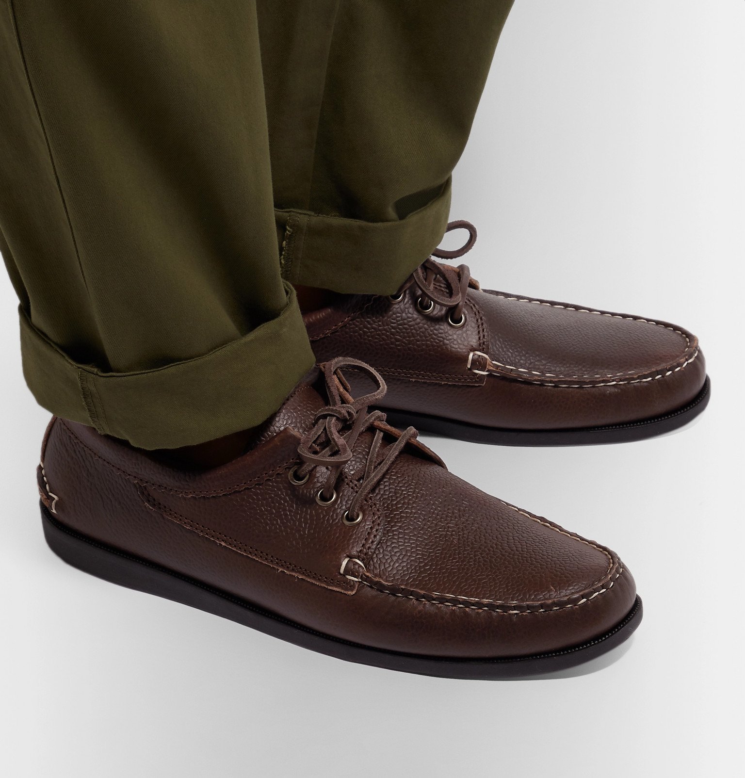 Quoddy Blucher Leather Boat Shoes Brown Quoddy