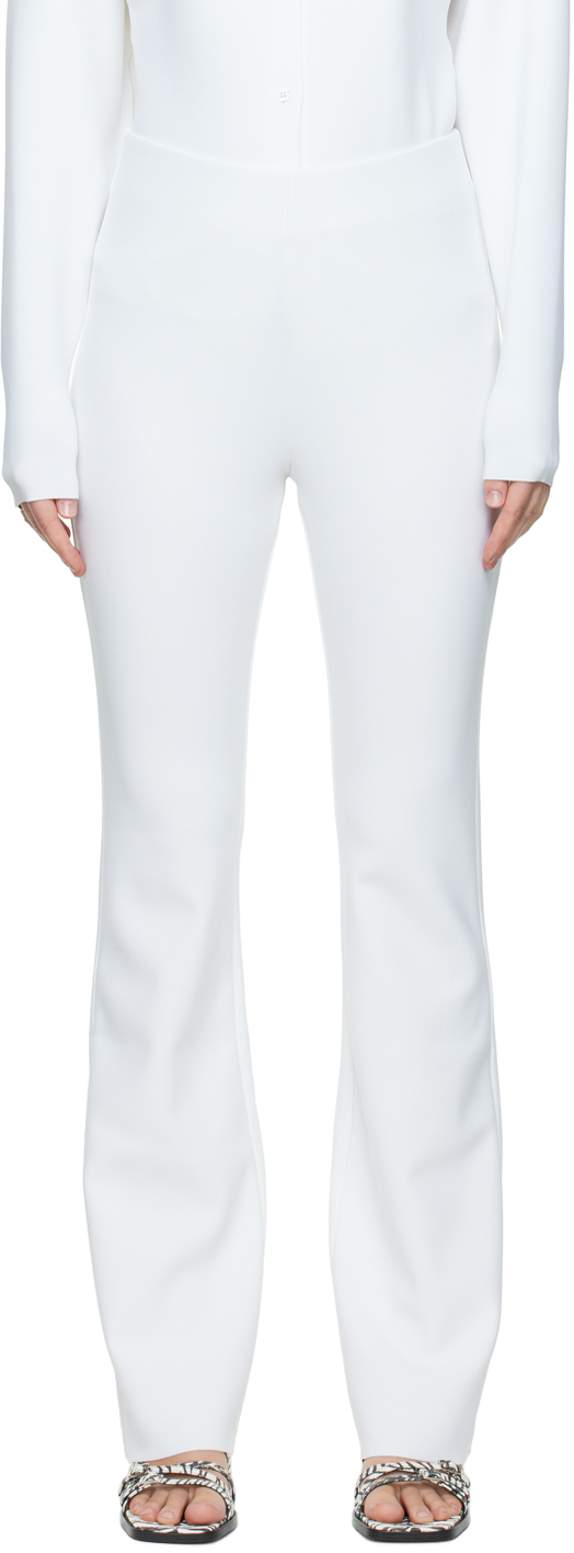 white bootcut trousers