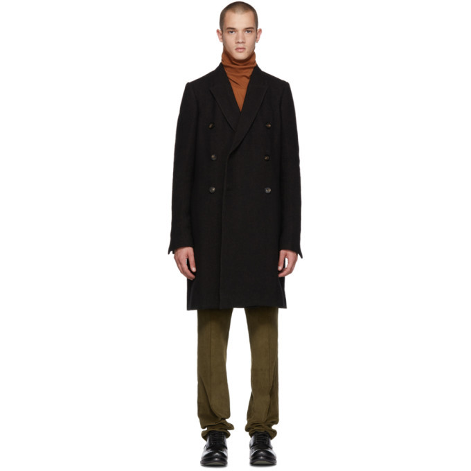 Rick Owens Black Wool JMF Peacoat Rick Owens