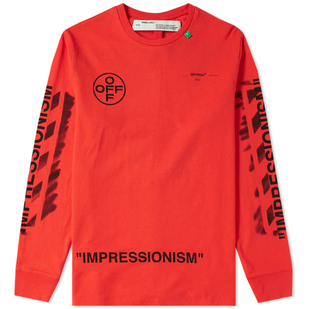 Off-White Long Diagonals Tee Red & Black Off-White