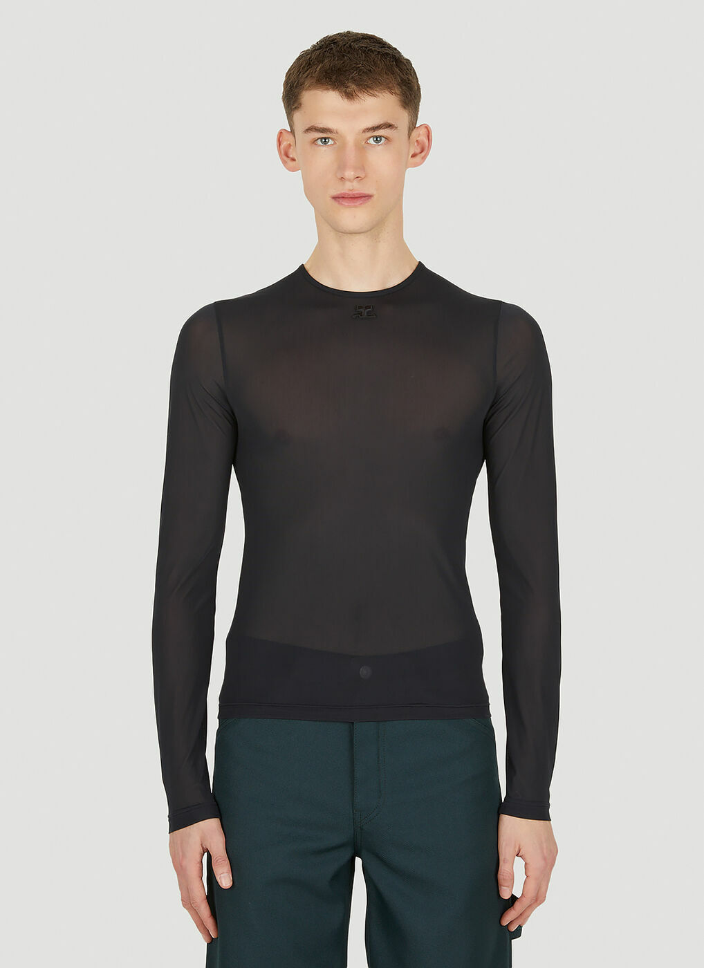 Second Skin Long Sleeve Top in Black Courreges