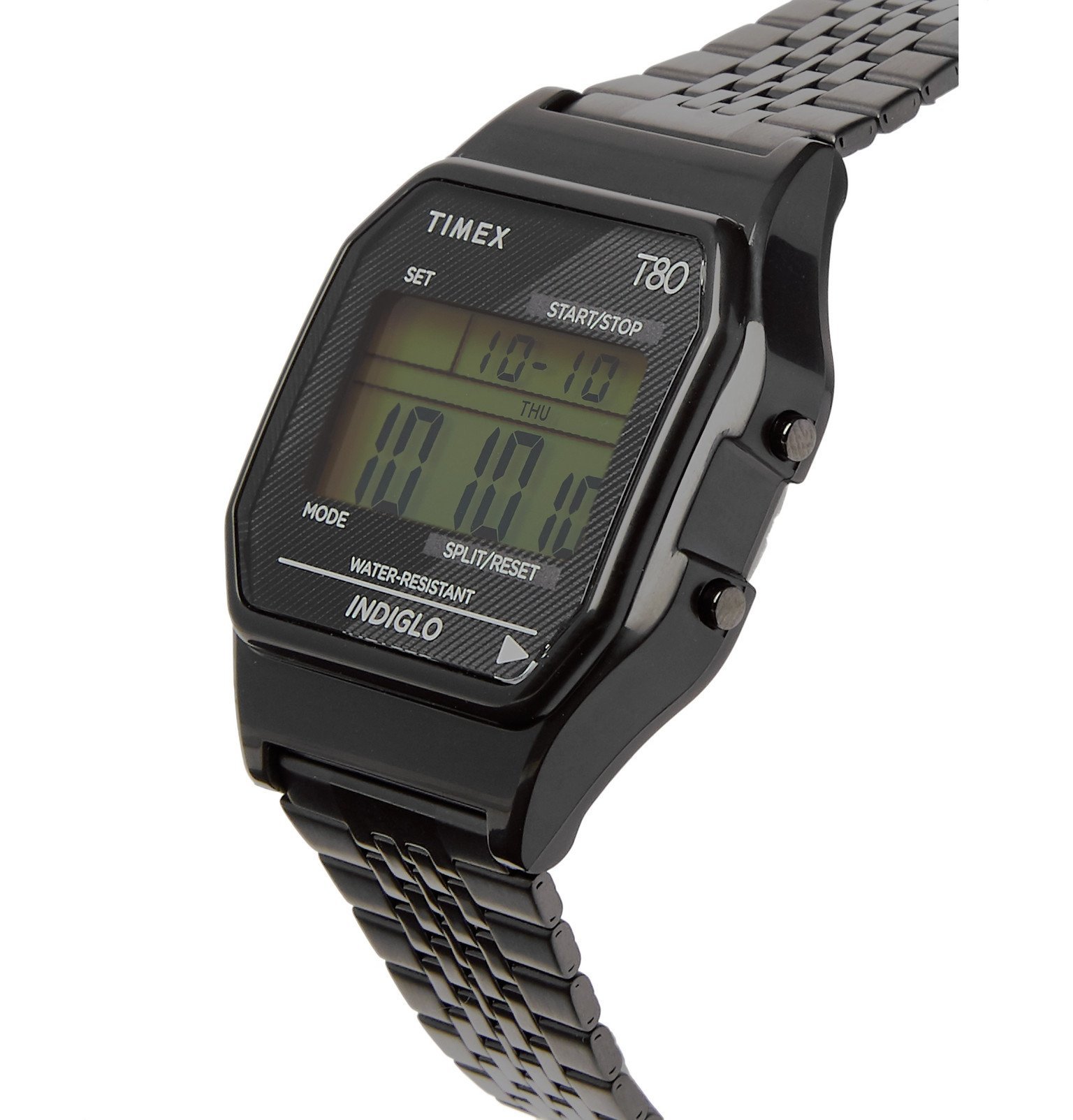 Timex - T80 34mm Stainless Steel Digital Watch - Black Timex