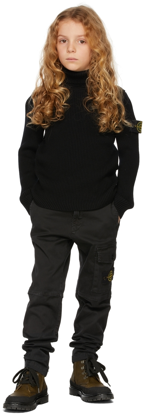 Stone Island Junior Kids Black Rib Knit 