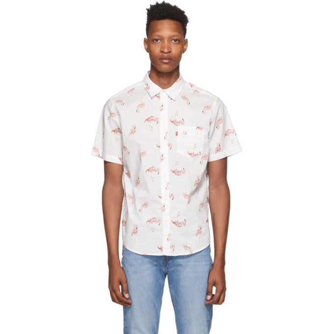 Levis White and Pink Flamingo Sunset Standard Shirt Levis