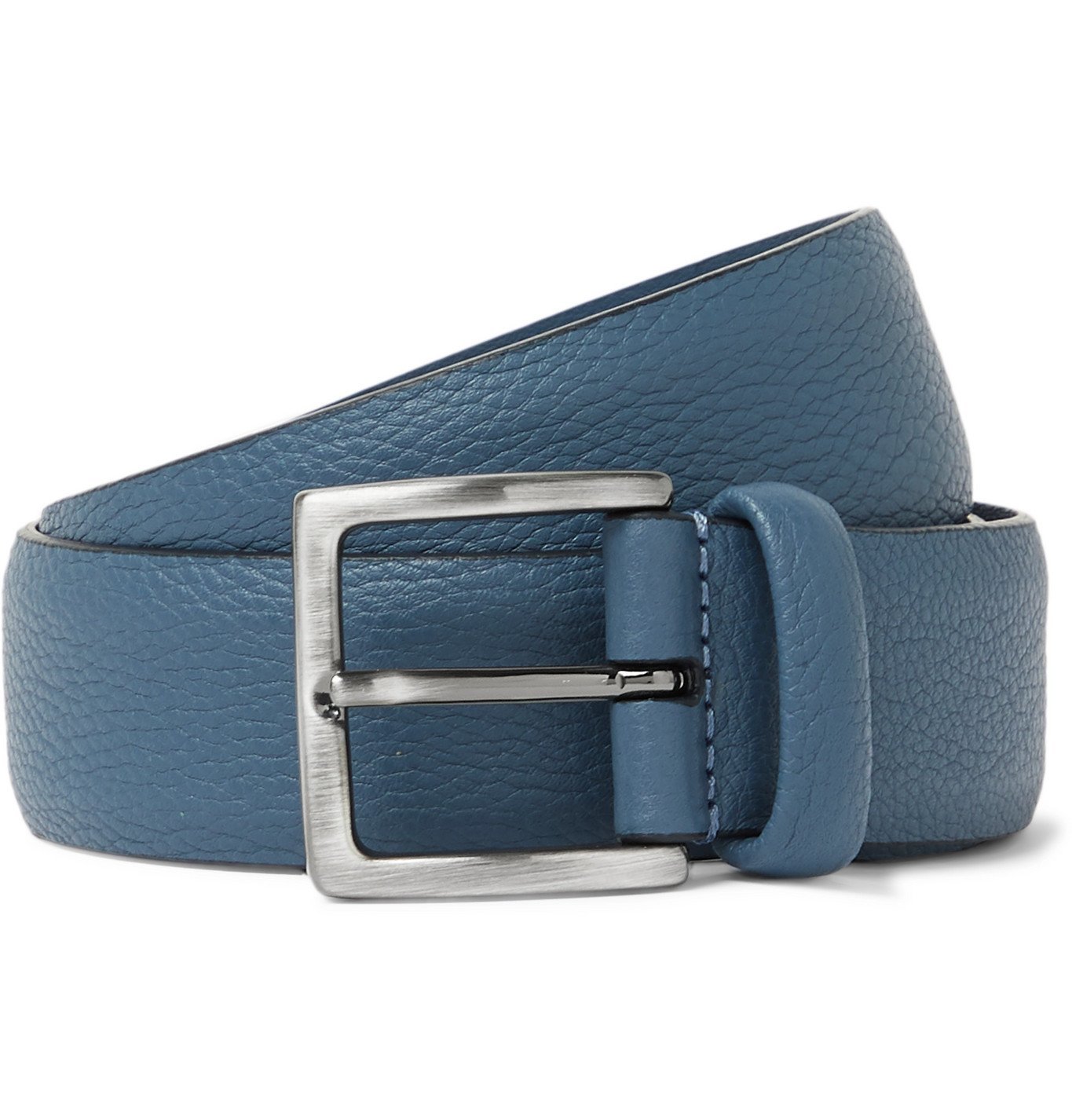 Anderson's - 3.5cm Full-Grain Leather Belt - Blue Anderson's