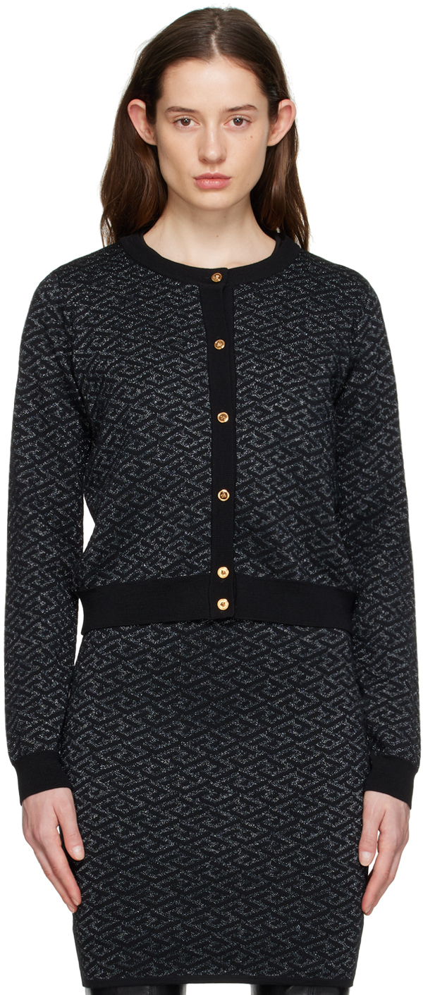 Versace Black Metallic Cardigan Versace