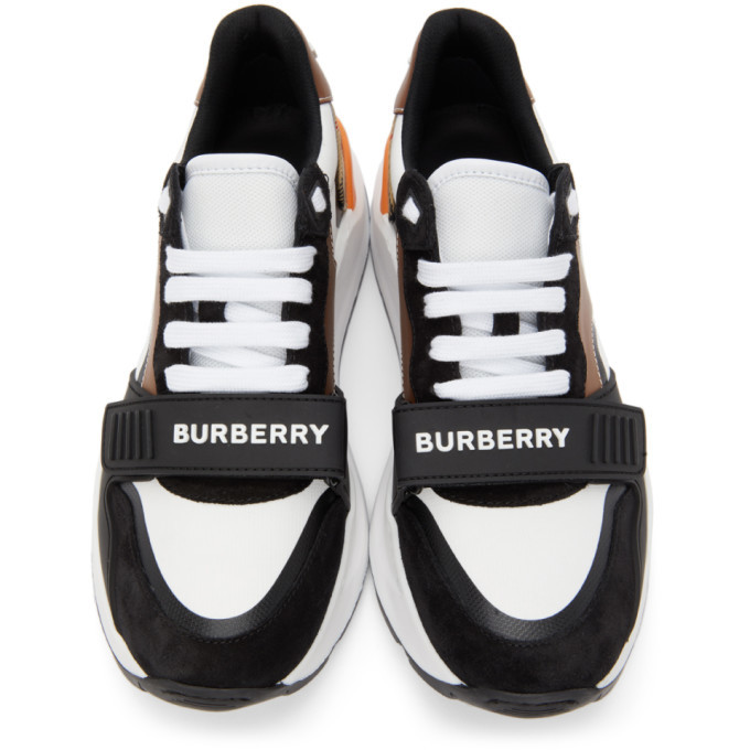 Burberry White and Black Vintage Check Ramsey Low Sneakers Burberry