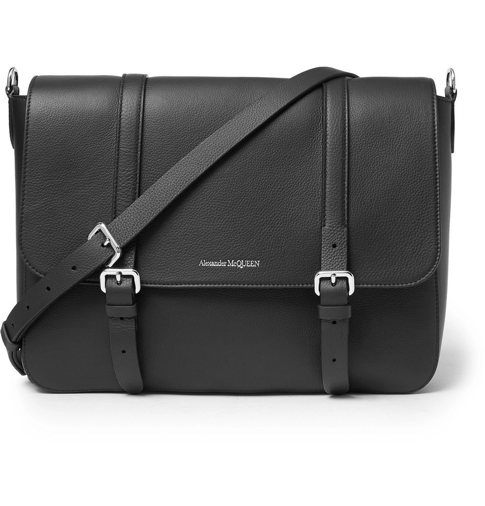 Alexander McQueen - Full-Grain Leather Messenger Bag - Black Alexander ...