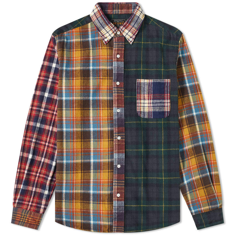 Beams Plus Button Down Shaggy Check Multi Pattern Shirt Beams Plus