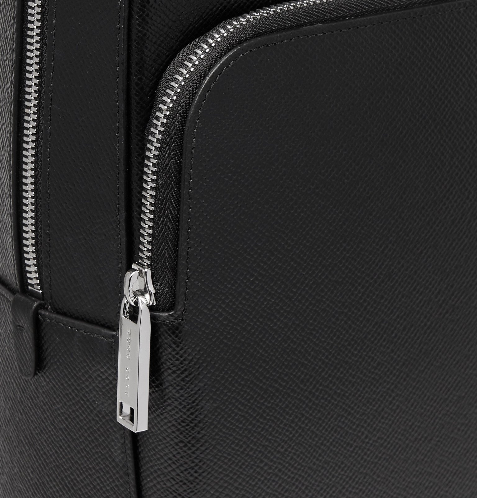 Hugo Boss - Signature Full-Grain Leather Backpack - Black Hugo Boss