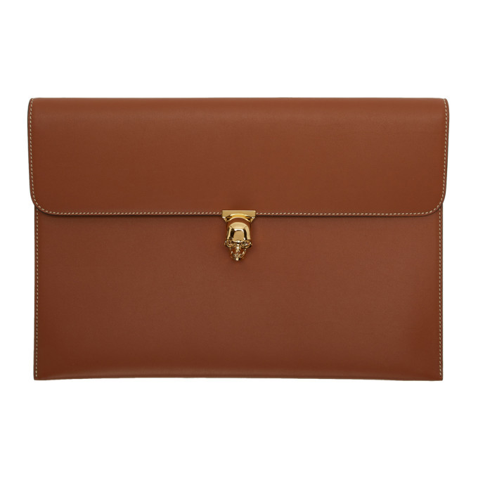 Alexander McQueen Tan Skull Envelope Clutch Alexander McQueen