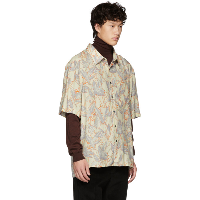 Lanvin White and Orange Oversized Print Shirt Lanvin