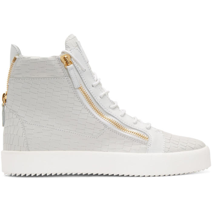 giuseppe zanotti white croc sneakers