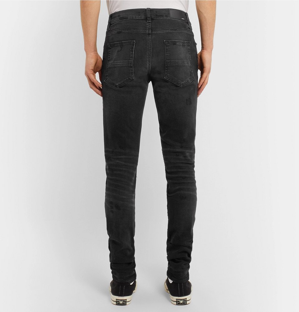 AMIRI - Skinny-Fit Panelled Distressed Stretch-Denim Jeans - Black Amiri