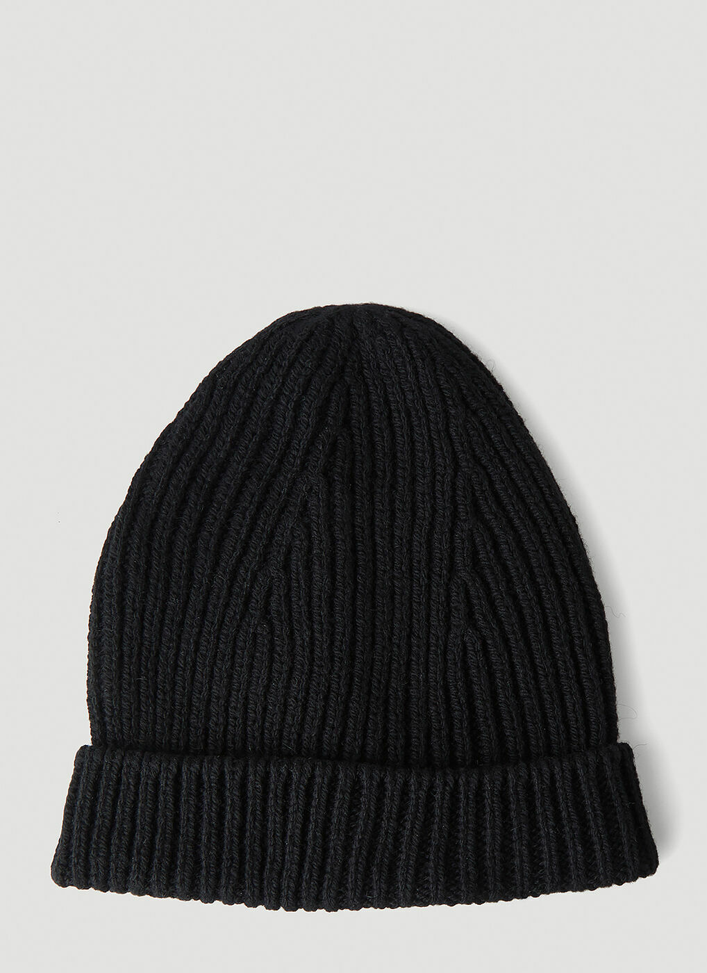 Ribbed Knit Beanie Hat in Black