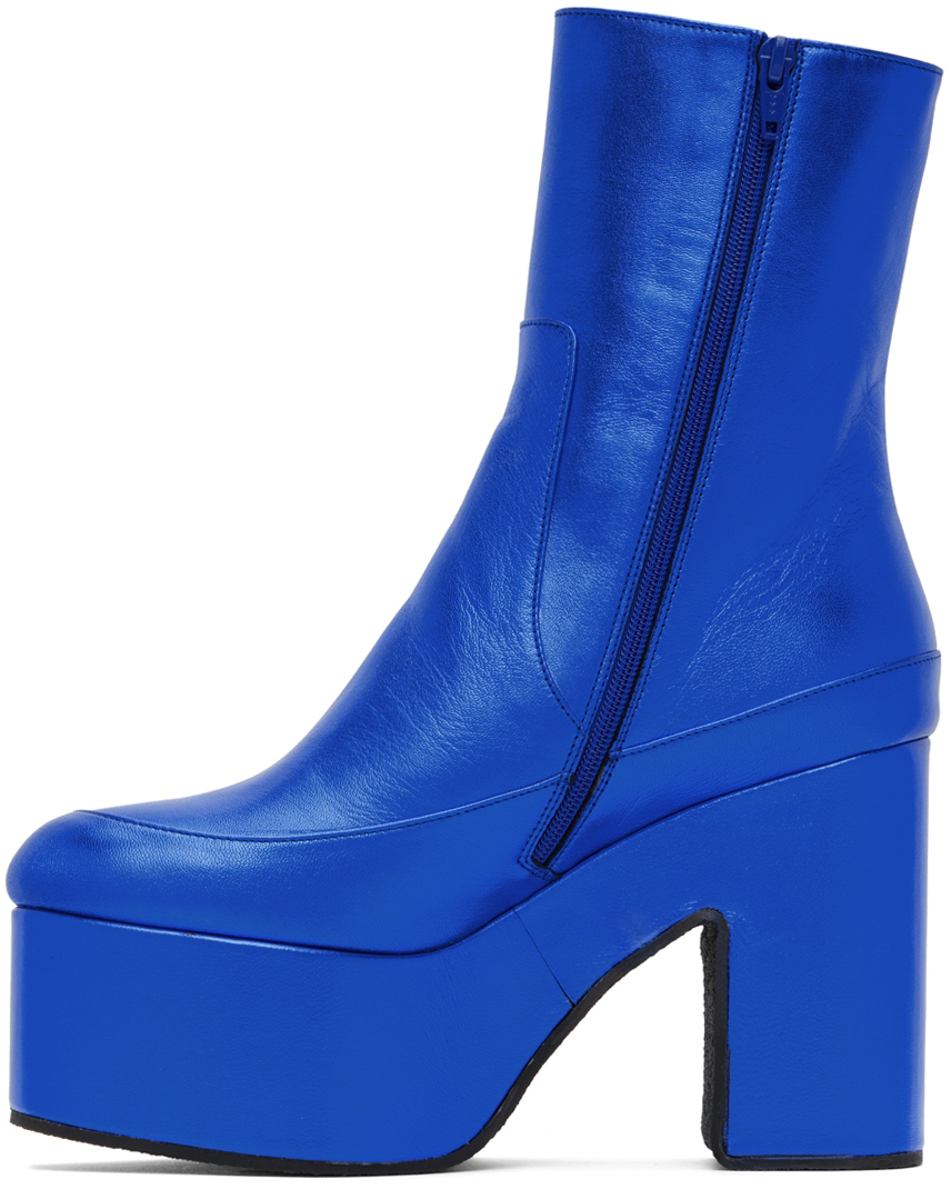 Dries Van Noten Blue Leather Boots Dries Van Noten