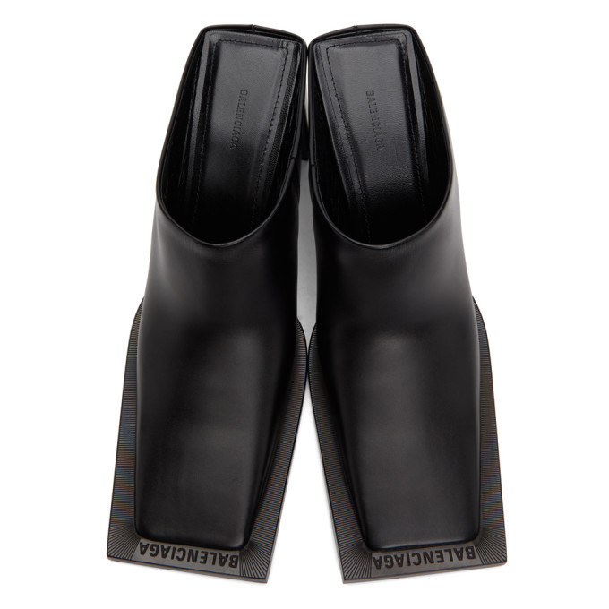 balenciaga square toe leather mules