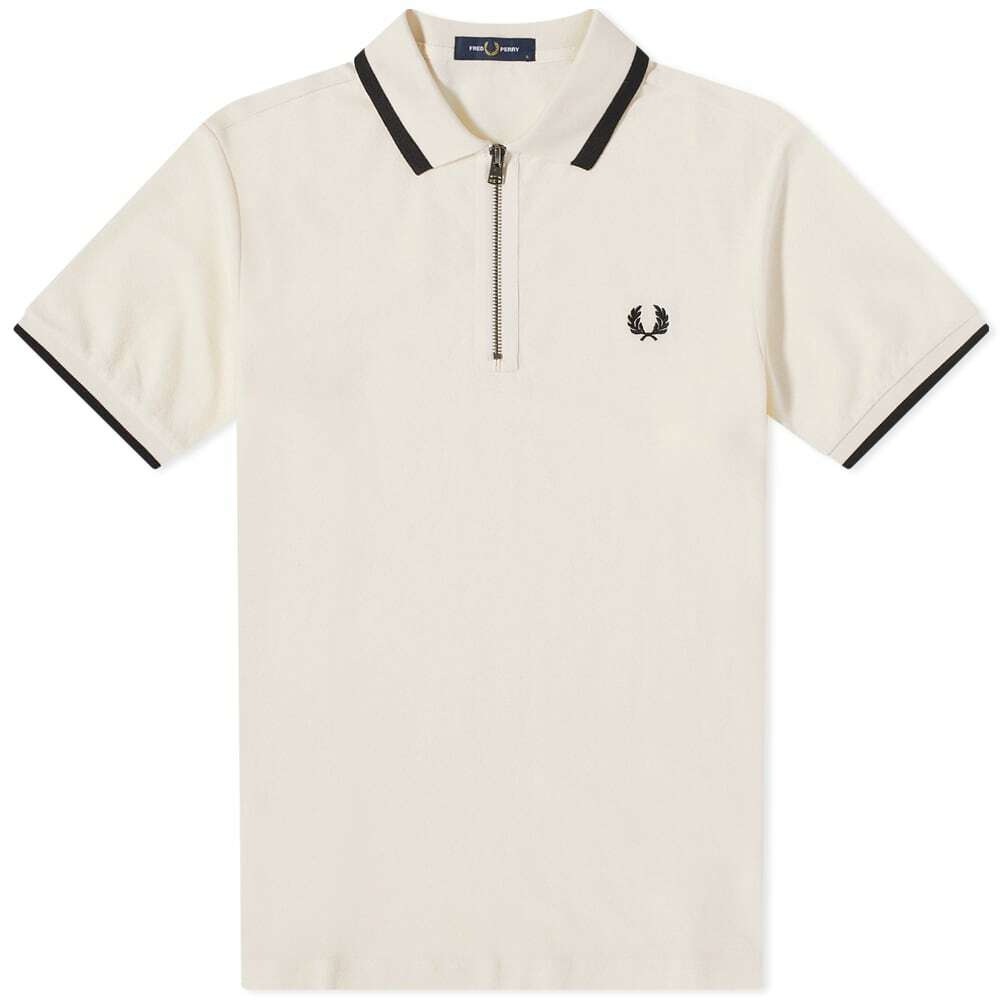 Fred Perry Authentic Men's Half Zip Polo Shirt in Ecru Fred Perry Authentic