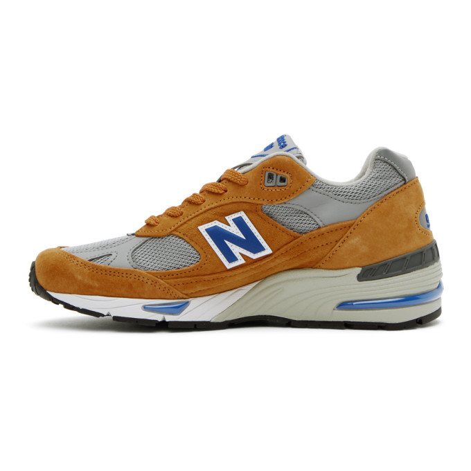 New Balance Yellow and Blue Made In UK 991 Sneakers